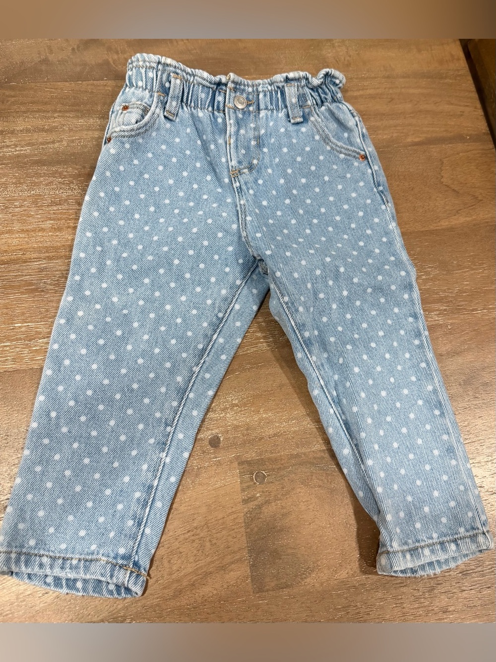 Zara Heart Pocket Polka Dot Elastic Waist Jeans